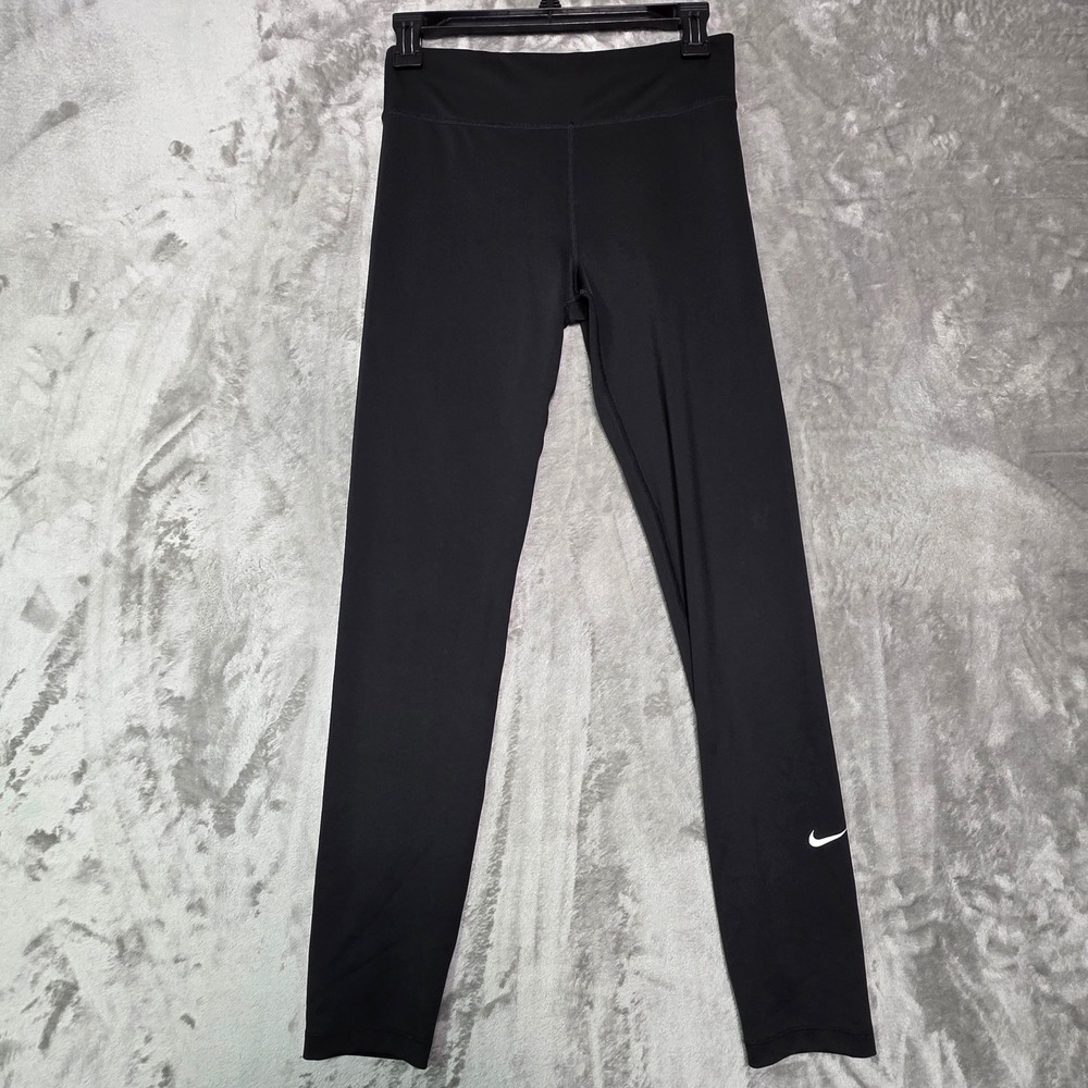 Nike Dri FIT Womens XL Black Performance Athletic Leggings Tights Swoosh Logo